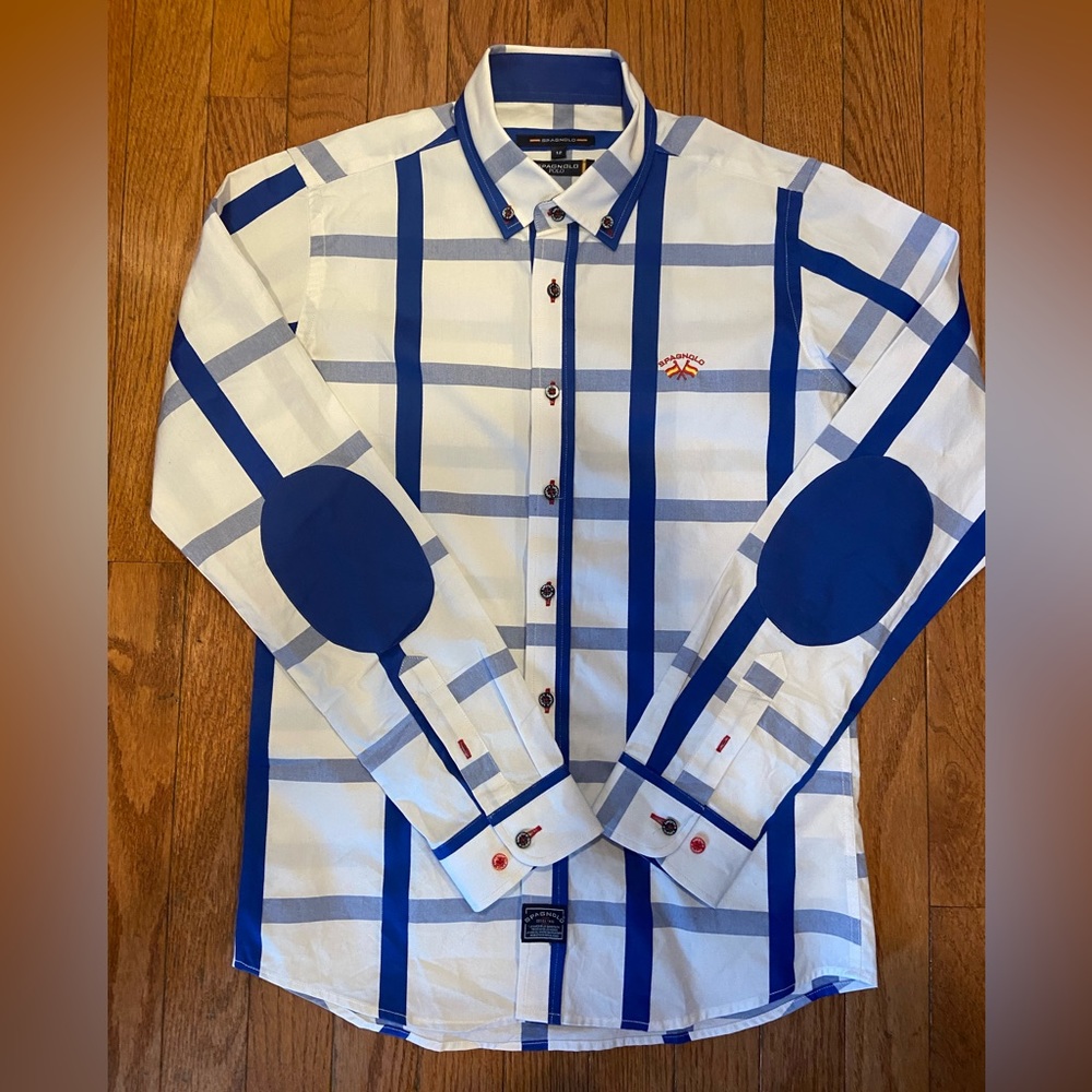 🇪🇸Spagnolo Polo!🇪🇸 Boys size 12 polo top. Blue and white, worn twice!